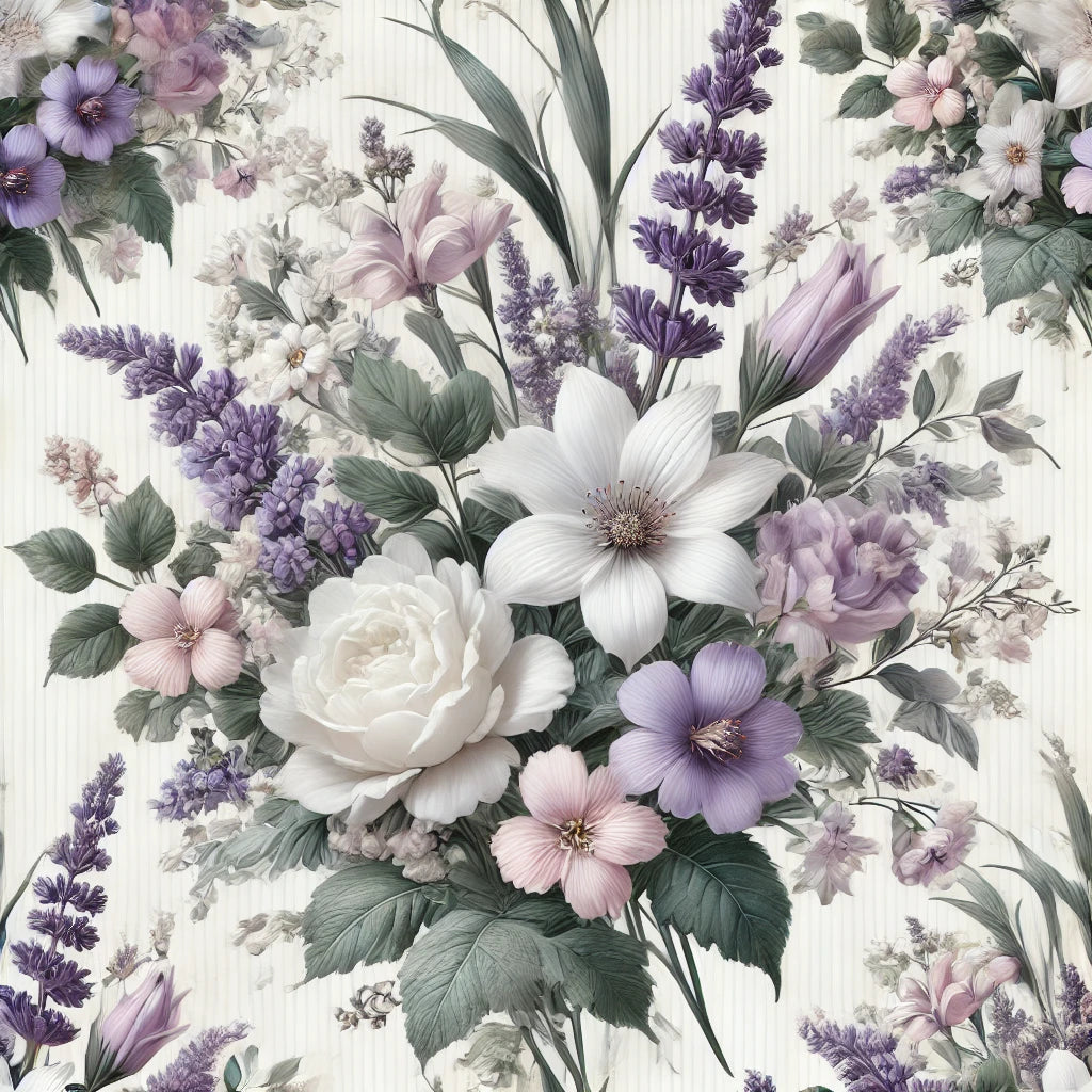 Thermoflasche "Blumen weiß lila"