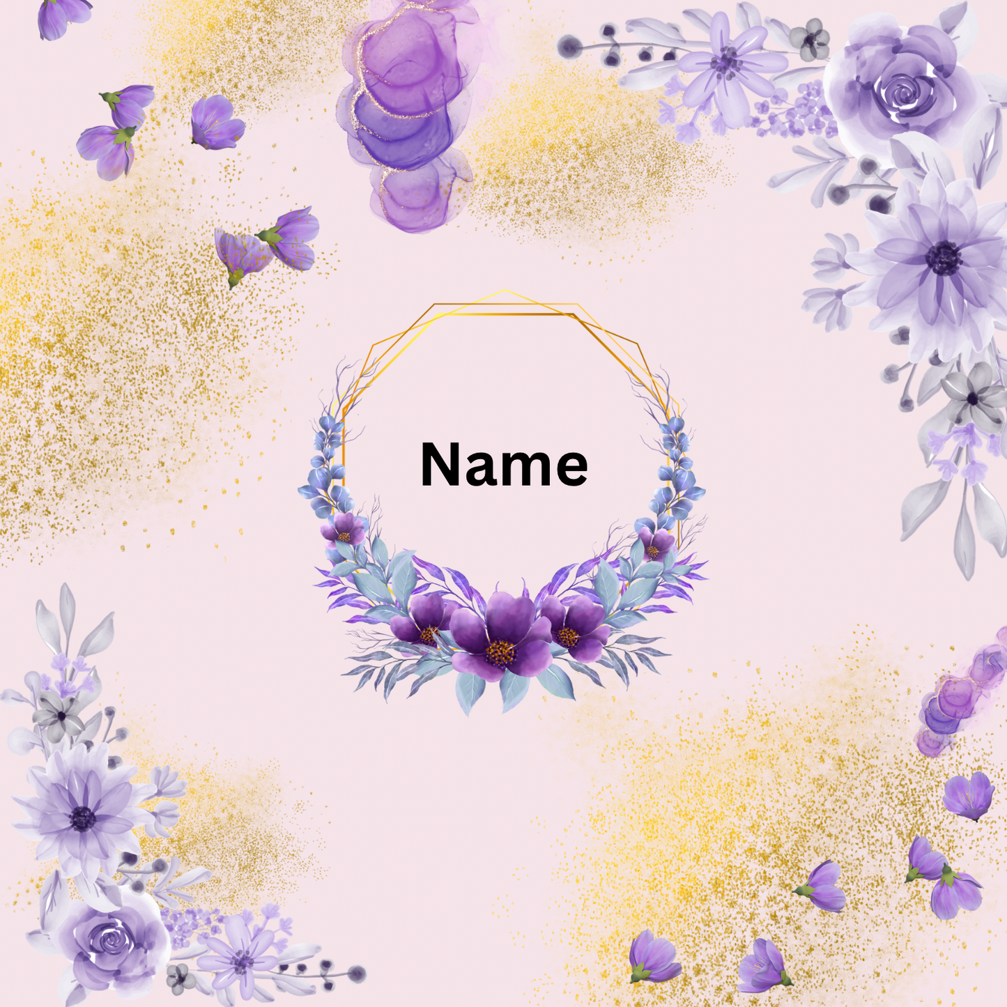 Thermobecher "Lila Gold Blumen + Namen"