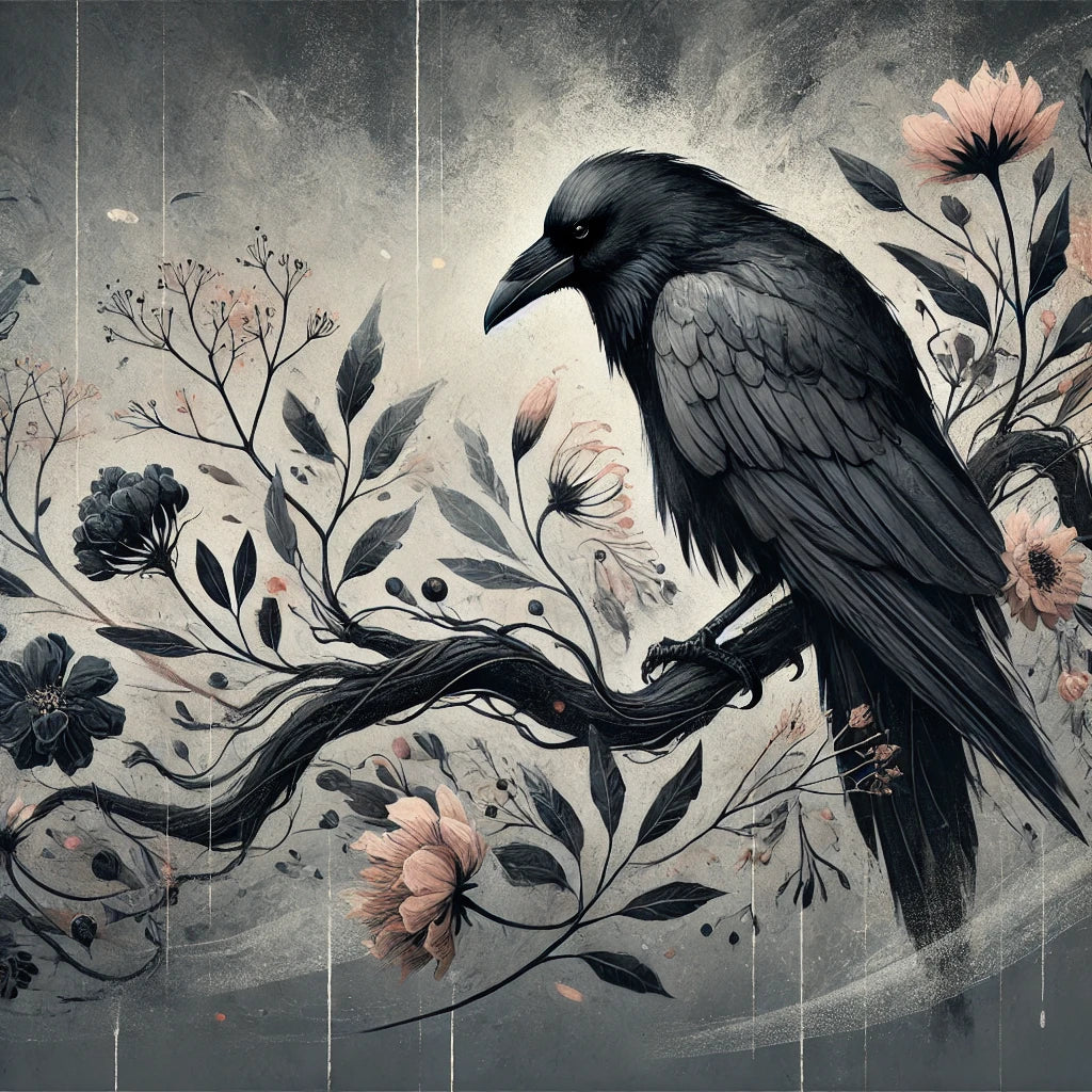 Thermoflasche "Raben mit Blumen"