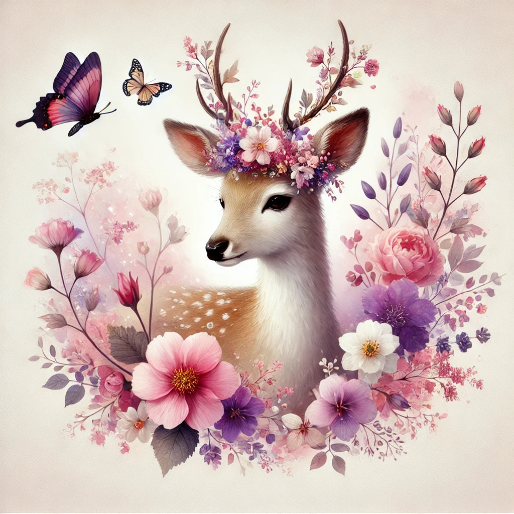 Thermoflasche "Reh mit Blumen"